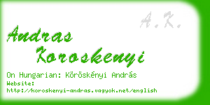 andras koroskenyi business card
